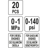 Тестер вприску палива у двигунах YATO: 0-1 МПа, зі спорядженням, 20 шт + кейс YT-73025