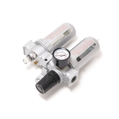 Блок підготовки повітря для пневмосистеми 1/4" (фільтр-регулятор + лубрикатор, діапазон регулювання тиску 0-10bar температура повітря 5-60С 10Мк) Forsage F-AFRL802