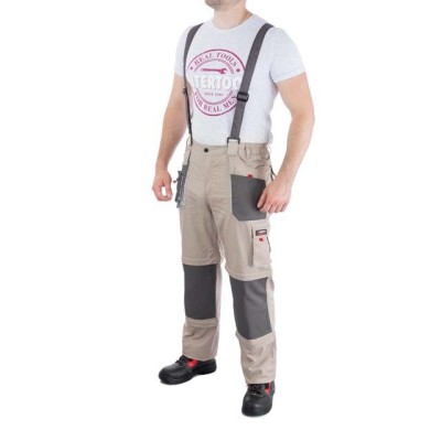 Штани трансформер робочі з лямками 6 в 1, 100% бавовна, щільність 180 г/м2, XXXL Intertool SP-3046