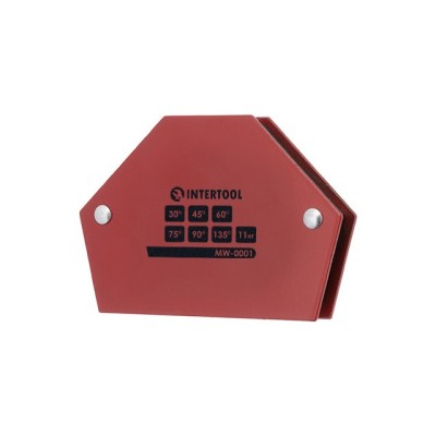 Тримач магнітний для зварювання трапеція, 30 °, 45 °, 60 °, 75 °, 90 °, 135 °, 11 кг, 100 * 68 * 14 мм Intertool MW-0001