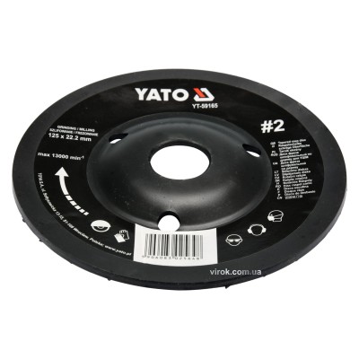 Диск-фреза шлифовальный YATO по дереву, краске, шпаклевке, алюминию 125 х 22.2 мм шероховатость №2 YT-59165