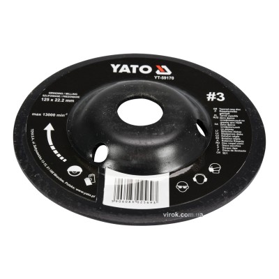 Диск-фреза шлифовальный YATO по дереву, ПВХ, гипсу 125 х 22.2 мм шероховатость №3 YT-59170