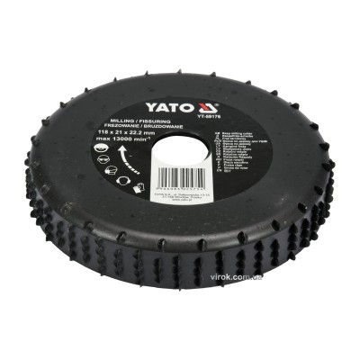 Диск-фреза YATO по дереву, ПВХ, гипсу 118 х 22.2 х 21 мм YT-59176