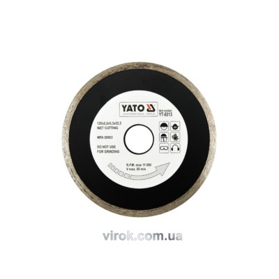 Диск отрезной алмазный для мокрой резки YATO 125 x 2.2 x 5.3 x 22.2 мм YT-6013