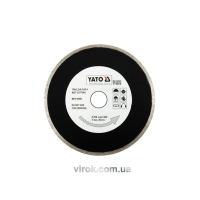Диск отрезной алмазный для мокрой резки YATO 180 х 2.2 x 5.3 x 25.4 мм YT-6016