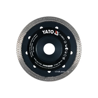 Диск отрезной алмазный по керамограниту, стеклу, керамике для мокрой и сухой резки YATO 125 x 1.6 x 10 x 22.2 мм YT-59972