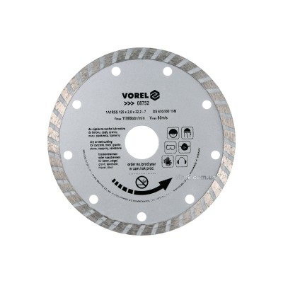 Диск алмазний відрізний VOREL "TURBO" ?=125 мм 8752