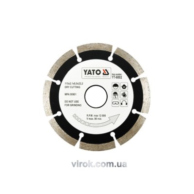 Диск отрезной алмазный YATO "SEGMENT" 115 х 2.1 х 8 х 22.2 мм YT-6002