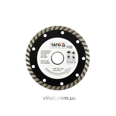 Диск отрезной алмазный YATO "TURBO" 125 х 2.6 х 8 х 22.2 мм YT-6023