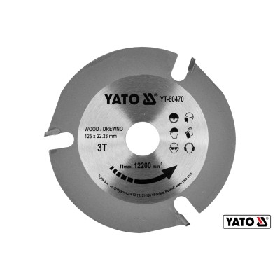 Диск пильный по дереву YATO ?125 x 22.23 x 3.8 мм 3 зубца R.P.M до 12200 1/мин YT-60470