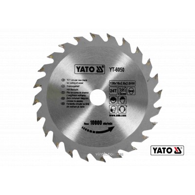 Диск пильный по дереву YATO 130 х 16 х 2.8 х 2 мм 24 зубца R.P.M до 10000 1/мин YT-6050