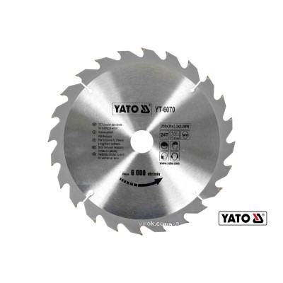 Диск пильный по дереву YATO 250 х 30 x 3.2 x 2.2 мм 24 зубца R.P.M до 6000 1/мин YT-6070