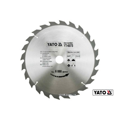 Диск пильный по дереву YATO 300 х 30 x 3.2 x 2.2 мм 24 зубца R.P.M до 6000 1/мин YT-6075