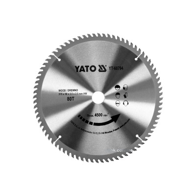 Диск пильный по дереву YATO 315 х 30 х 3.5 х 2.5 мм 80 зубцов R.P.M до 4500 1/мин YT-60794