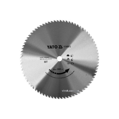 Диск пильный по дереву YATO 500 x 32 x 4.5 x 2.9 мм 80 зубцов R.P.M до 3000 1/мин YT-60872