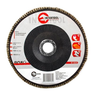 Диск шліфувальний пелюстковий 180*22мм, зерно K36 Intertool BT-0223