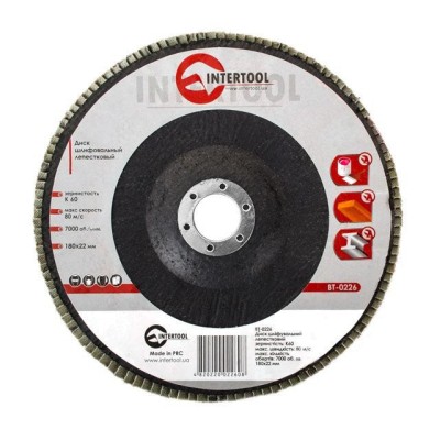Диск шліфувальний пелюстковий 180 * 22мм, зерно K60 Intertool BT-0226