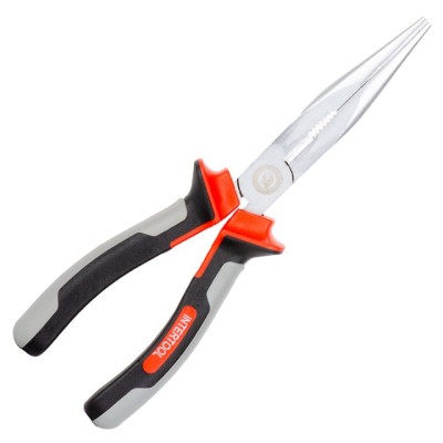 Довгогубці прямі 200мм, CrV, ізольовані рукоятки Intertool NT-0221