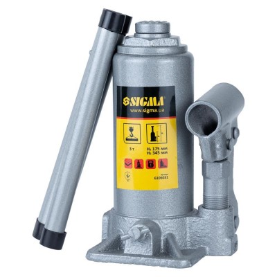 Домкрат гідравлічний пляшковий 3т H 175-345мм Standard SIGMA 6106031