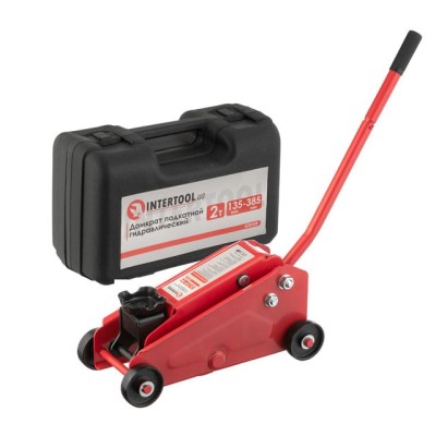 Домкрат гідравлічний підкатний 2т висота підйому 135-385мм в кейсі Intertool GT0109
