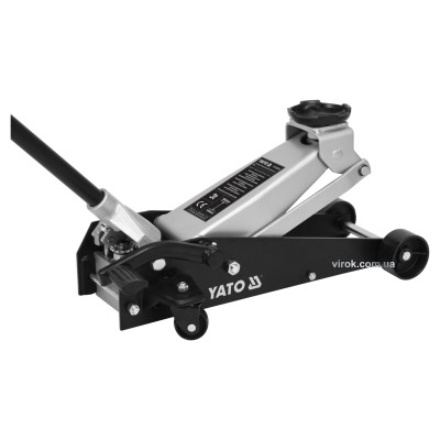 Домкрат гидравлический подкатной алюминиевый низкопрофильный с рычагом быстрого подйома YATO 3 т 145-500 мм YT-17213