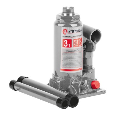 Домкрат "стовпчик" одноштоковий 3т, 194-372 мм Intertool GT0022