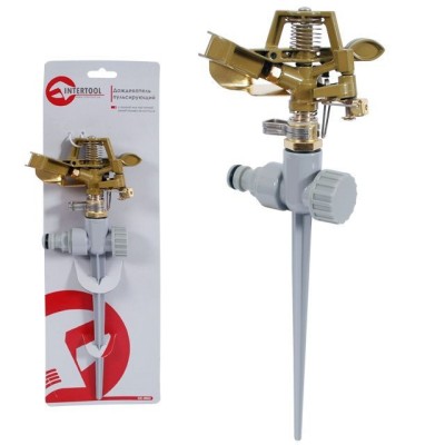 Дощувач пульсуючий з повною/частковою зоною поливу на милиці, коло/сектор поливу до 12м. Brass, Zinc all Intertool GE-0052