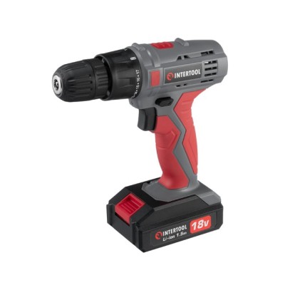 Дриль-шуруповерт акумуляторний 18 В, 17 Нм, 0-700 об/хв, 0.8-10 мм, літій-іон, 1.3 Ач Intertool DT-0315