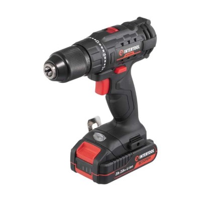 Дриль-шуруповерт акумуляторний 20 В, 35 Nm, 0-450/0-1500 об/хв, 2-13 мм, літій-іон, 2.0 Ач, ЗУ 2А, кейс Intertool WT-0350