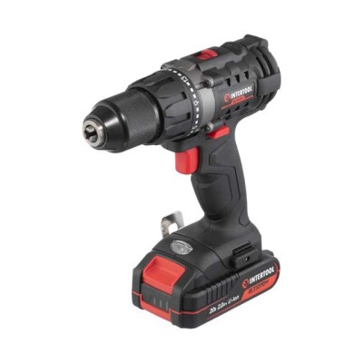 Дриль-шуруповерт акумуляторний 20 В, 50 Nm, 0-450/0-1700 об/хв, 2-13 мм, літій-іон, 2.0 Ач, ЗУ 2А, кейс Intertool WT-0351