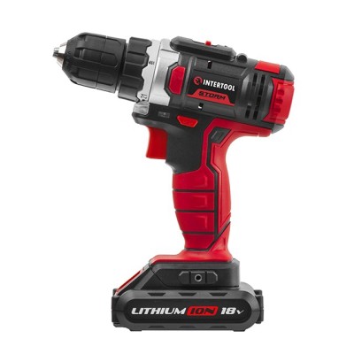 Дриль-шуруповерт акумуляторний Li-Ion 18 В, 25 Nm, 0-400/0-1500 об/хв, 1.3 Ач Intertool WT-0313