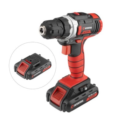 Дриль-шуруповерт акумуляторний Li-Ion 18 В, 25 Nm, 0-400/0-1500 об/хв, 2x2.0 Аг Intertool WT-0314