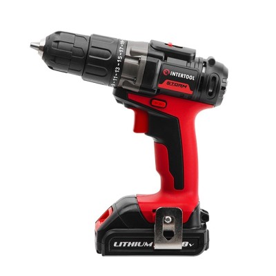 Дриль-шуруповерт акумуляторний, Li-Ion 18В, 35Nm,1.5 Ач, 2 швидкості, 0-400/0-1500об/хв, 2 акумулятори Intertool WT-0328