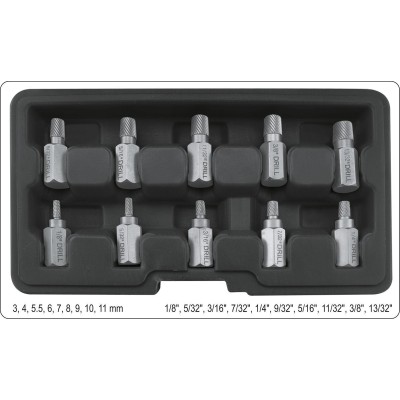 Екстрактори-насадки зломаних гвинтів  YATO, ? 3-11 мм, 10 шт. YT-05890