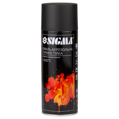Эмаль аэрозольная акриловая термостойкая +600°C 400мл RAL 9005 черный мат SIGMA 2736041 Эмаль аэрозольная акриловая термостойкая +600°C 400мл RAL 9005 черный мат SIGMA 2736041