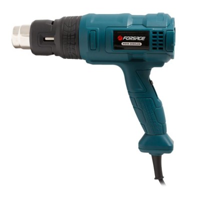 Фен промисловий електричний з насадками (3 режими, 220В, 2000Вт, макс.темп-ра 550*С, 250-500л/хв) Forsage electro HG55-2000LED