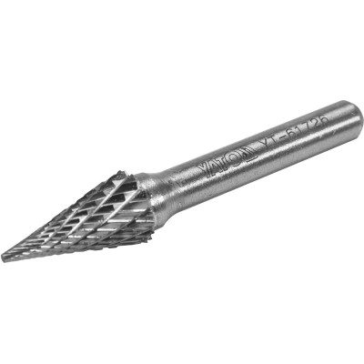 Фреза конусна загострена з карбіду вольфрама YATO, ?= 10 мм, l= 58/10 мм, з шпинделем ?= 6 мм YT-61726