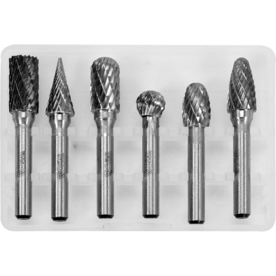 Фрези різної форми з карбіду вольфрама YATO, ?= 10 мм, зі шпинделем ?= 6 мм, компл. 6 шт. YT-61729