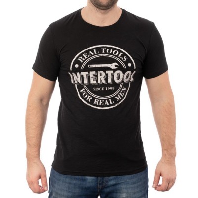 Футболка черная S 100% хлопок Intertool SP-2201