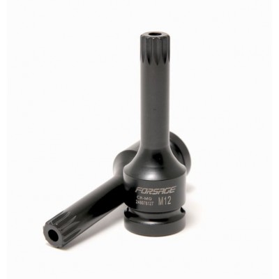 Головка-бита SPLINE глубокая ударная1/2", M12 с отверстием Forsage F-24807812T Головка-бита SPLINE глубокая ударная1/2", M12 с отверстием Forsage F-24807812T