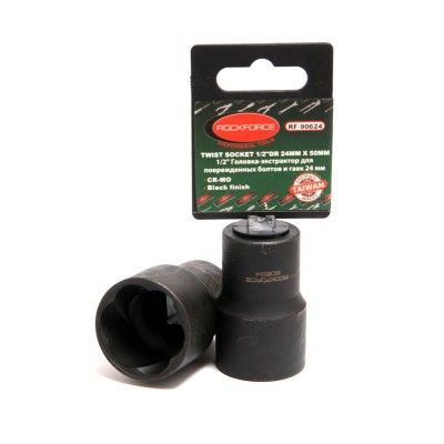 Головка-экстрактор для поврежденных болтов/гаек 27ммх50мм, 1/2",на пластиковом держателе ROCKFORCE RF-90627