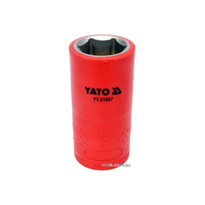 Головка торцевая шестигранная диэлектрическая YATO 1/2" М17 х 55/38 мм VDE до 1000 В YT-21037
