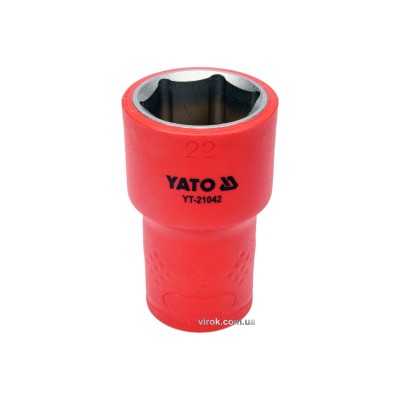 Головка торцевая шестигранная диэлектрическая YATO 1/2" М22 х 55/38 мм VDE до 1000 В YT-21042