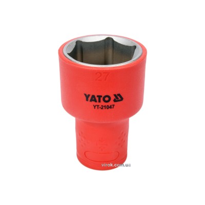 Головка торцевая шестигранная диэлектрическая YATO 1/2" М27 х 60/38 мм VDE до 1000 В YT-21047