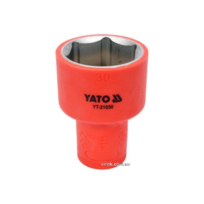 Головка торцевая шестигранная диэлектрическая YATO 1/2" М30 х 60/38 мм VDE до 1000 В YT-21050
