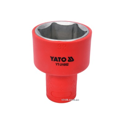 Головка торцевая шестигранная диэлектрическая YATO 1/2" М32 х 60/38 мм VDE до 1000 В YT-21052