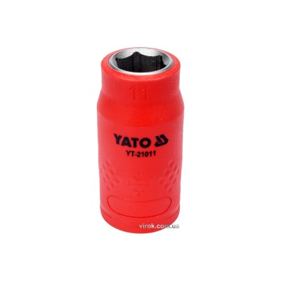 Головка торцевая шестигранная диэлектрическая YATO 3/8" М11 х 45/28 мм VDE до 1000 В YT-21011