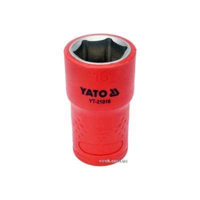 Головка торцевая шестигранная диэлектрическая YATO 3/8" М16 х 45/28 мм VDE до 1000 В YT-21016