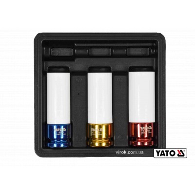 Головки торцевые ударные для алюминиевых дисков YATO 1/2" 17/19/21 мм 3 шт YT-1056