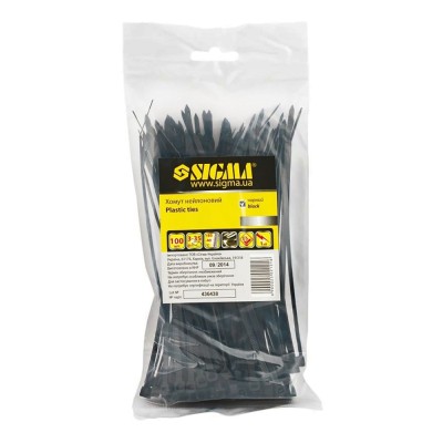 Хомут нейлон 3.6×300мм 100шт чёрный SIGMA 2502151